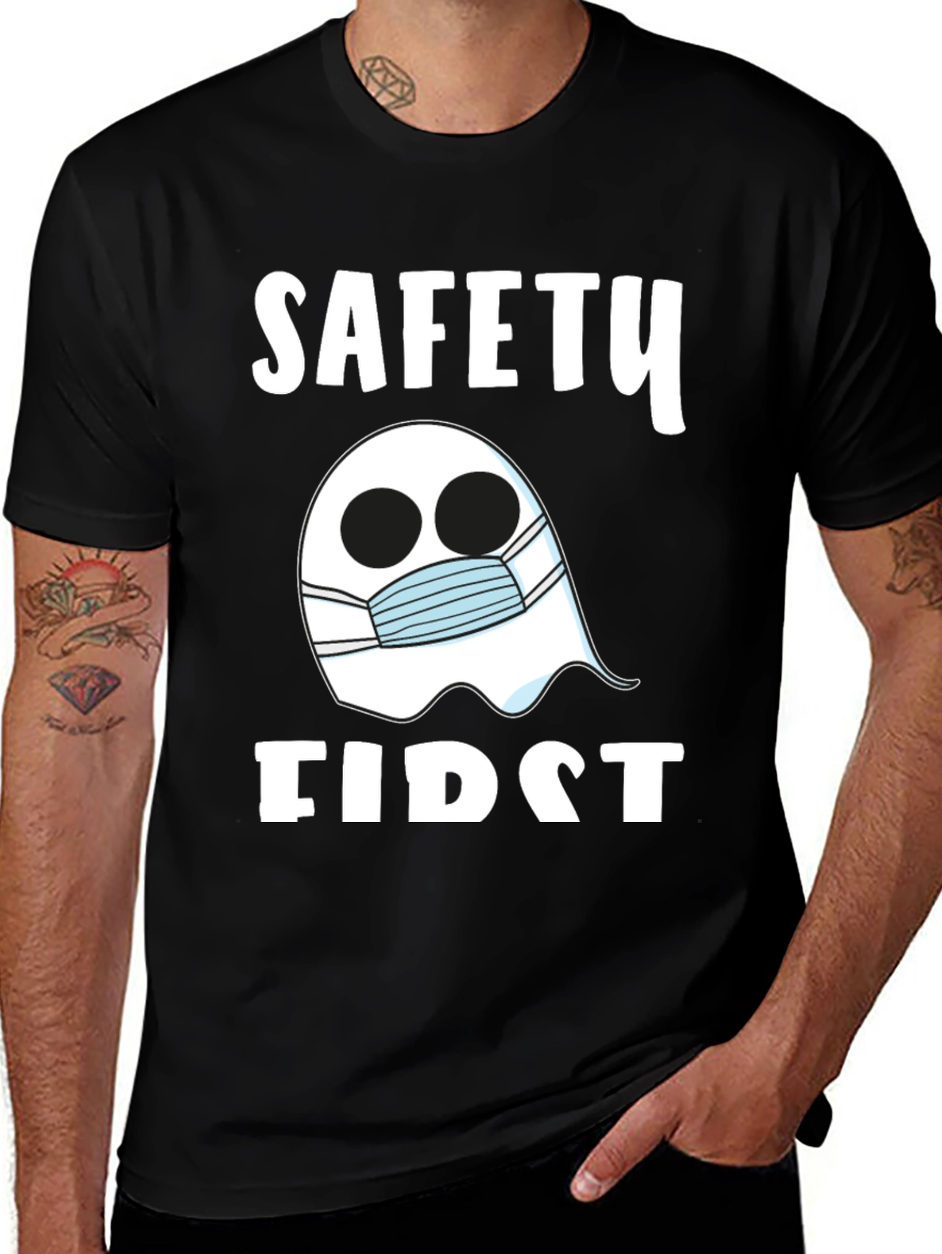 Safety First Ghost Mask T-Shirt - Halloween Costume