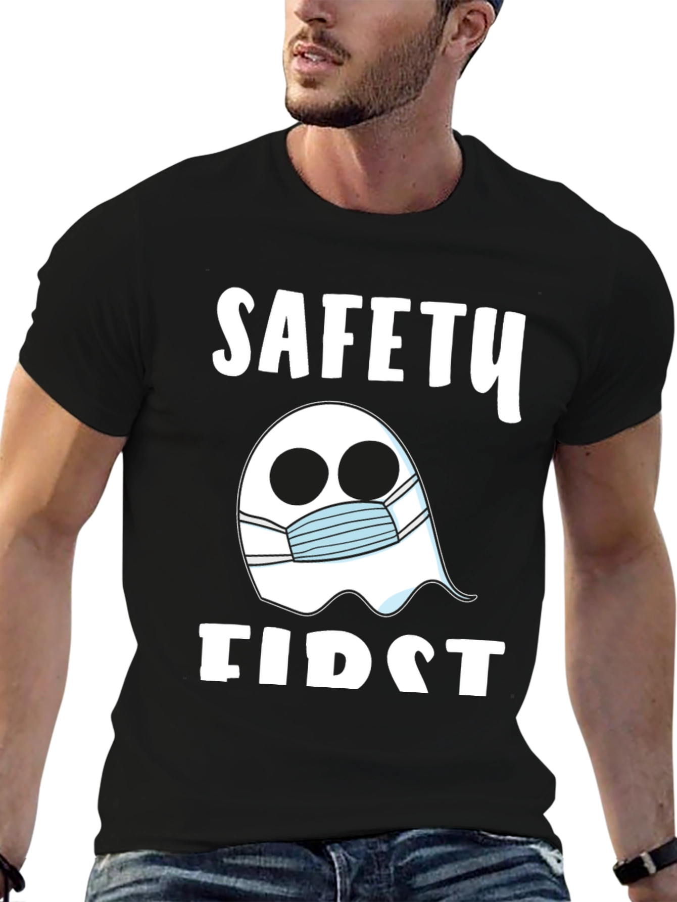 Safety First Ghost Mask T-Shirt - Halloween Costume