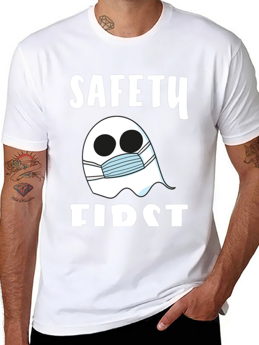 Safety First Ghost Mask T-Shirt - Halloween Costume