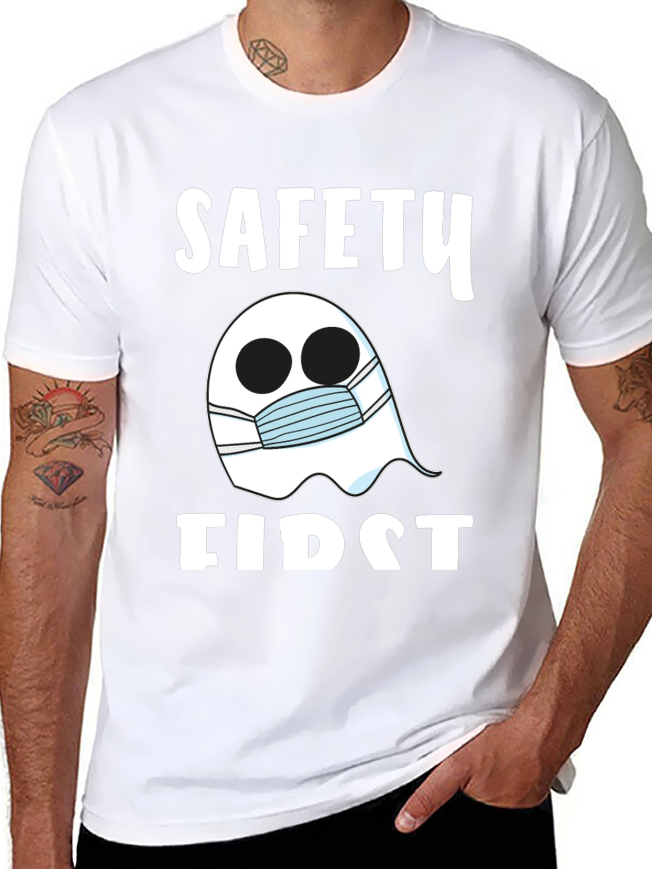 Safety First Ghost Mask T-Shirt - Halloween Costume