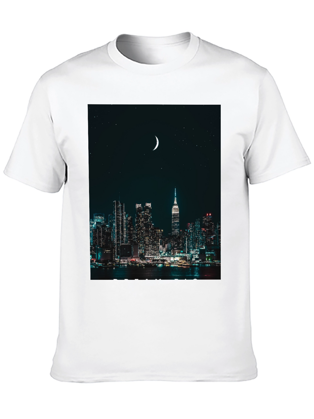 Cityscape Moon Graphic Tee - Urban Nightlife Style