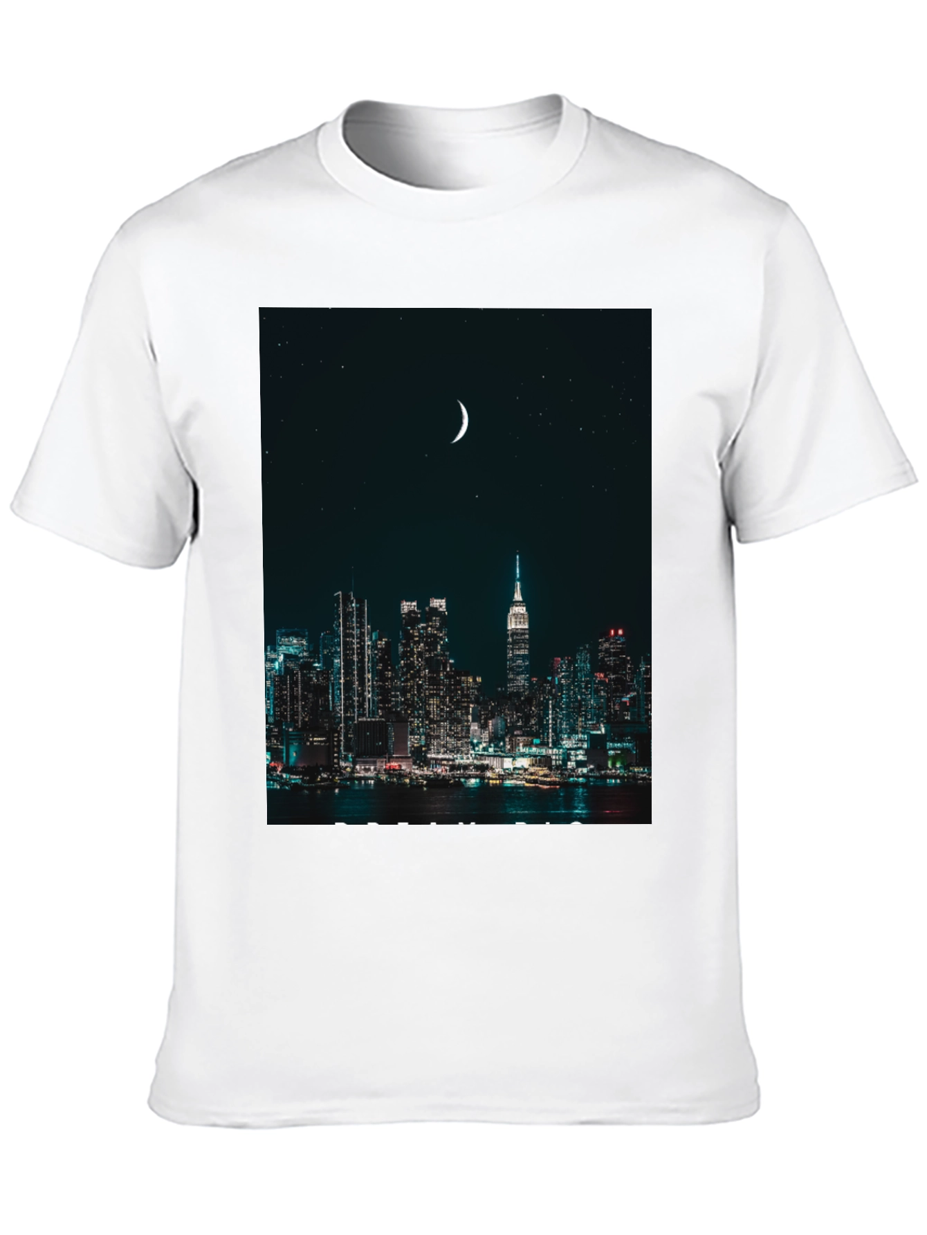 Cityscape Moon Graphic Tee - Urban Nightlife Style