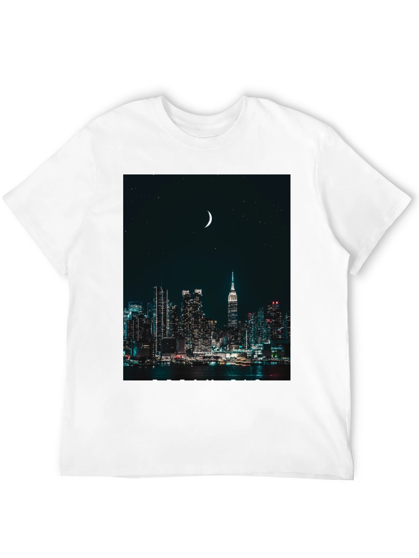Cityscape Moon Graphic Tee - Urban Nightlife Style