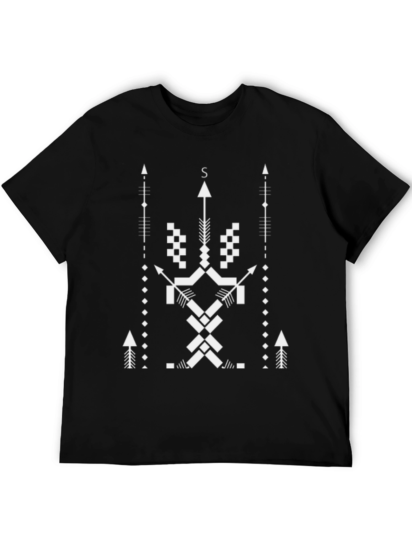 Geometric Arrow Graphic Tee - Black