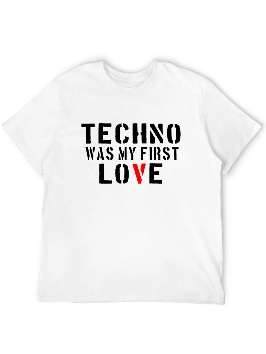 Techno Was My First Love Black Graphic Tee