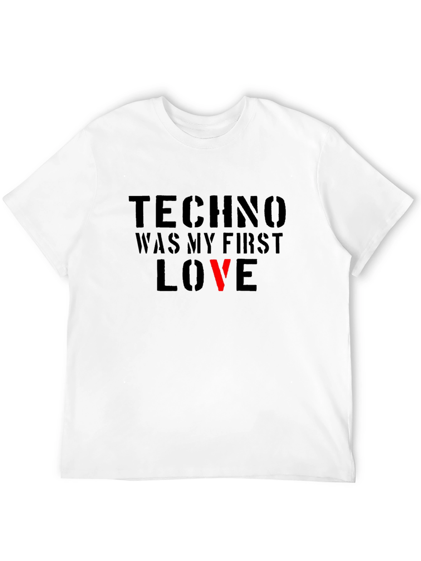 Techno Was My First Love Black Graphic Tee