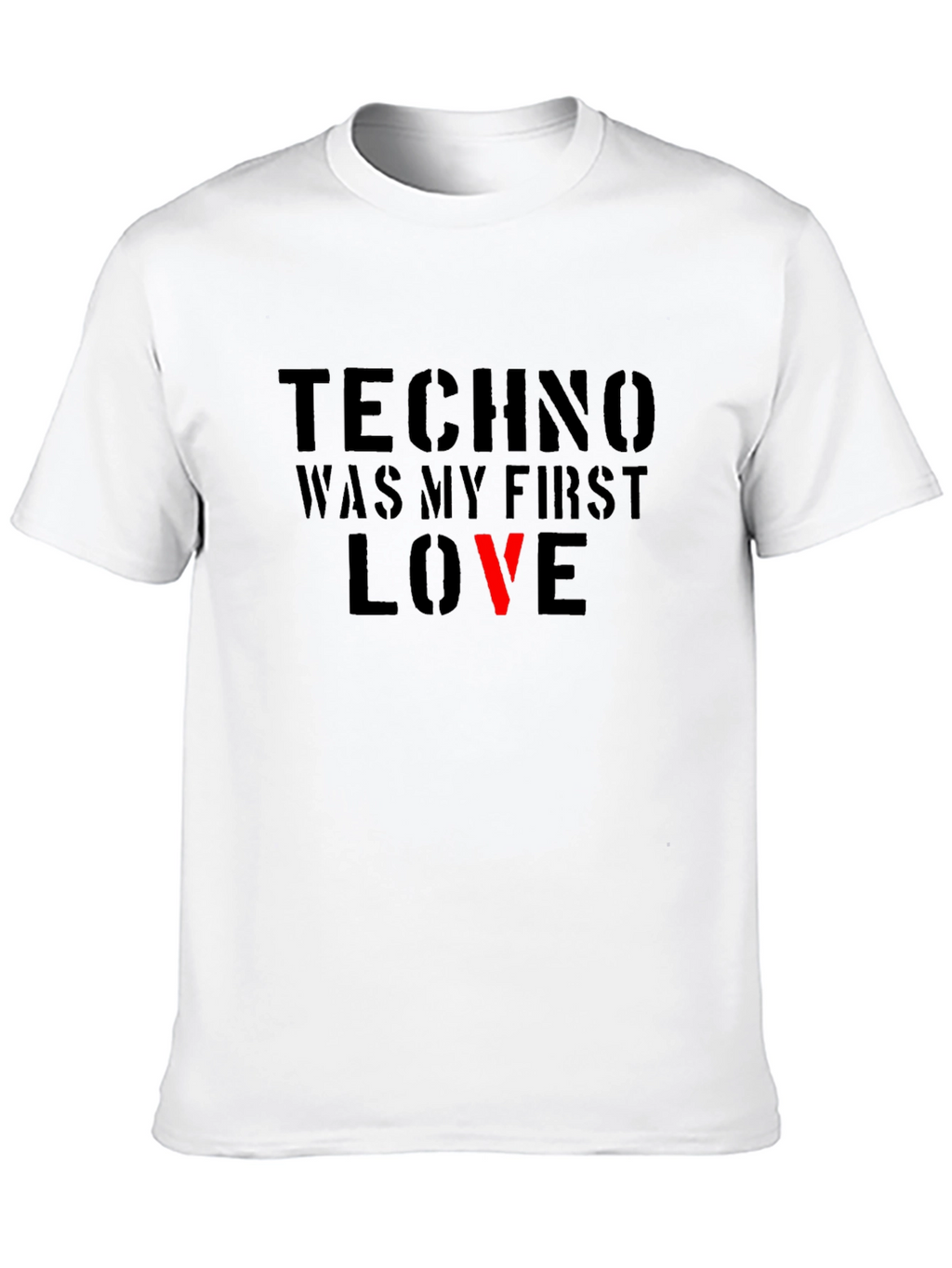 Techno Was My First Love Black Graphic Tee