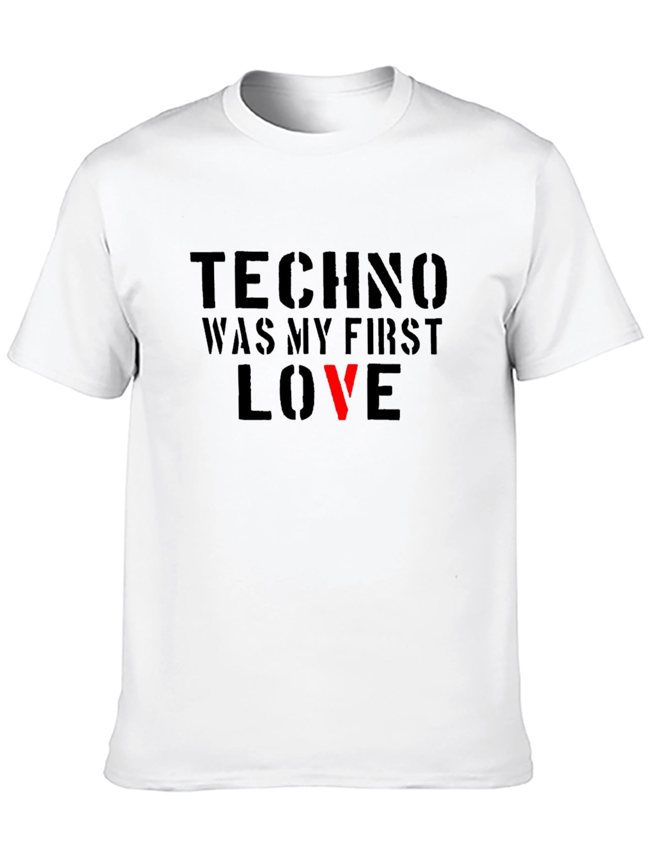 Techno Was My First Love Black Graphic Tee