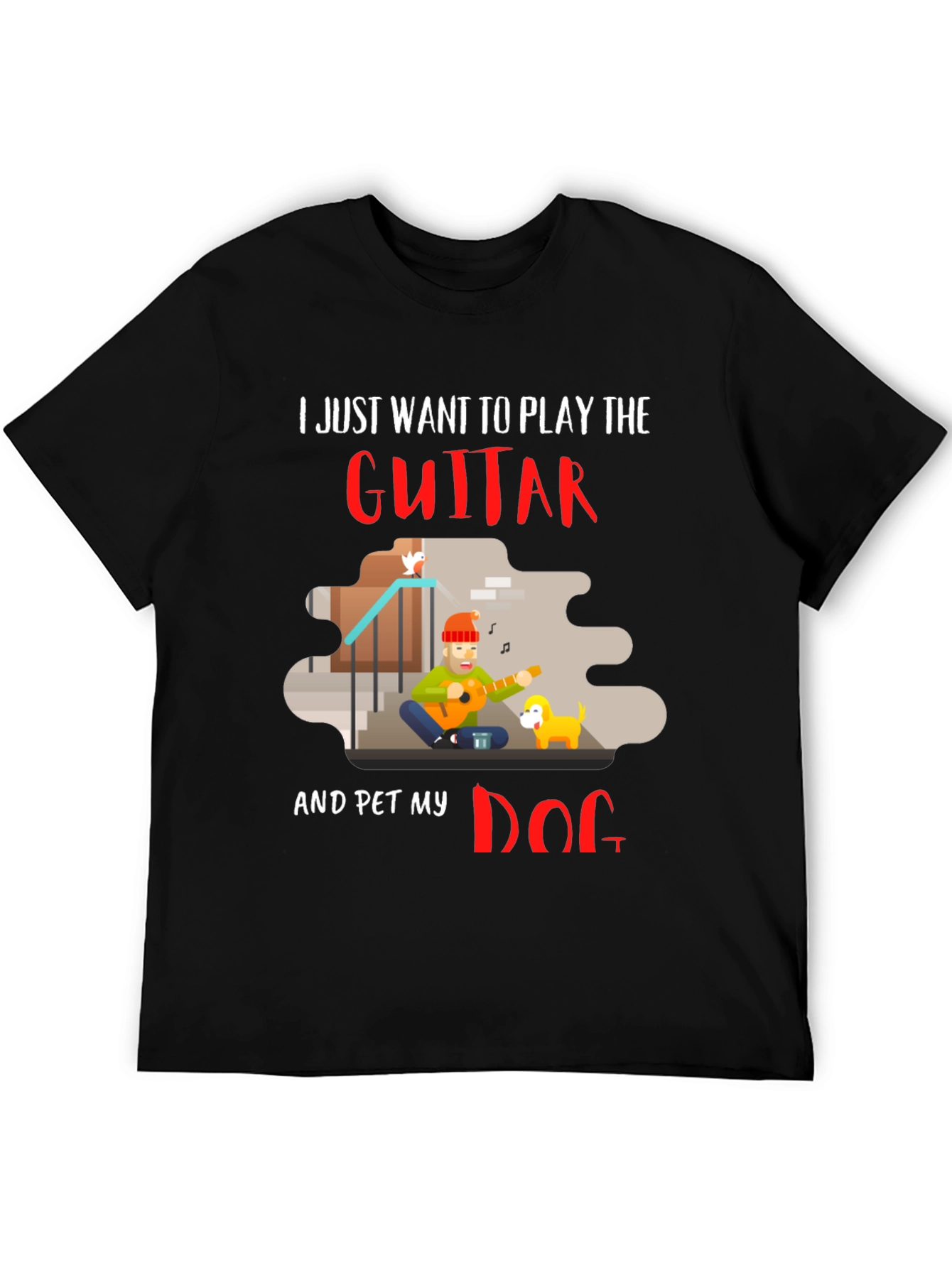 Guitar and Dog Lover Graphic T-Shirt