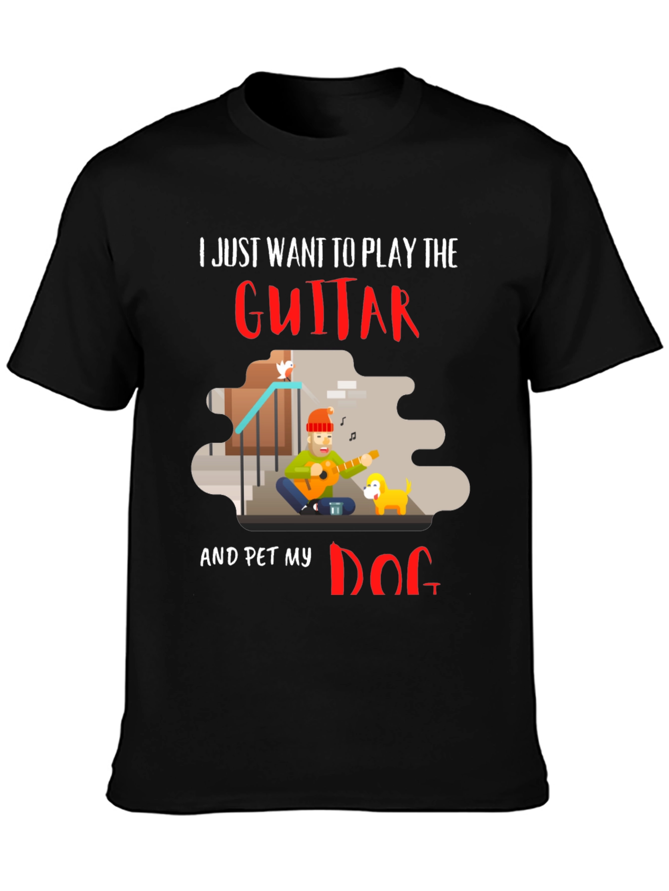 Guitar and Dog Lover Graphic T-Shirt