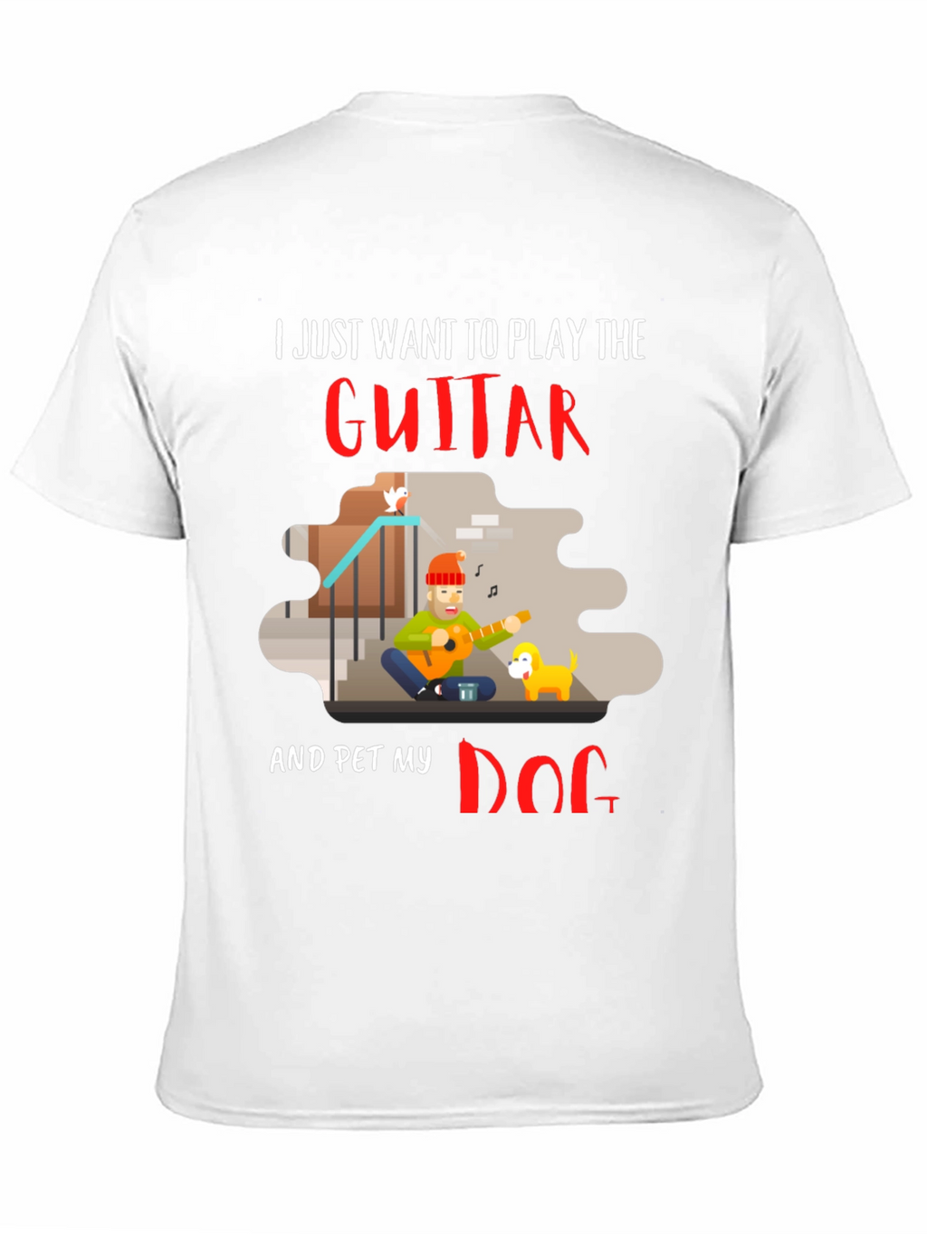 Guitar and Dog Lover Graphic T-Shirt