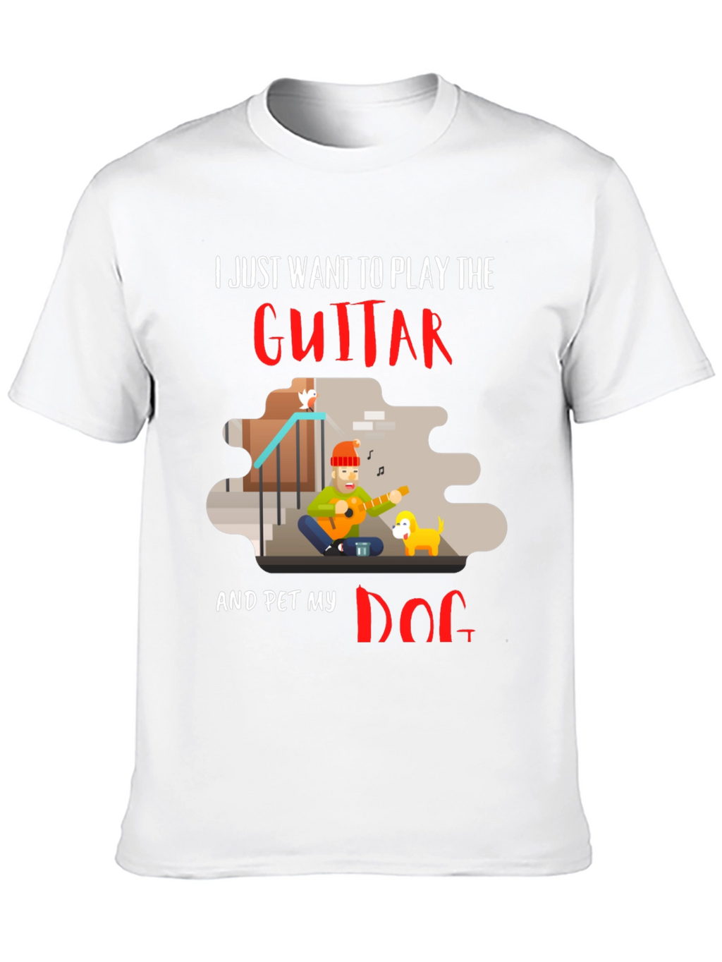 Guitar and Dog Lover Graphic T-Shirt