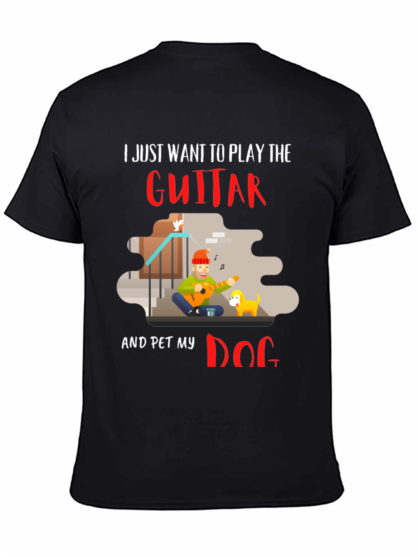 Guitar and Dog Lover Graphic T-Shirt