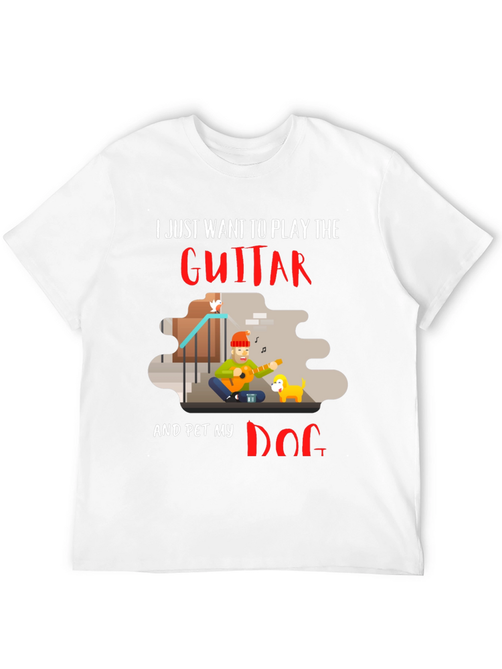 Guitar and Dog Lover Graphic T-Shirt