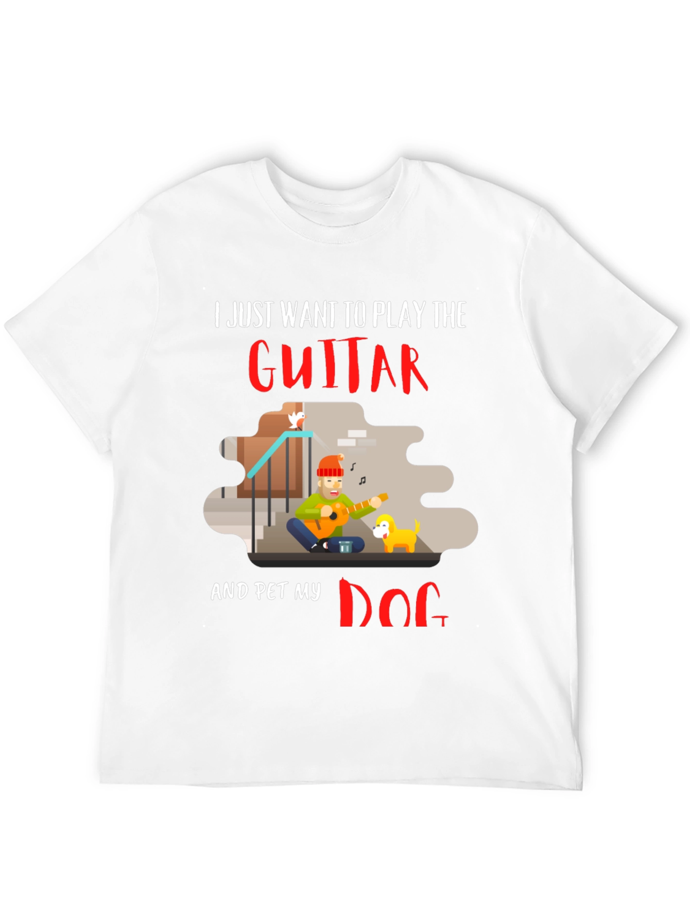 Guitar and Dog Lover Graphic T-Shirt