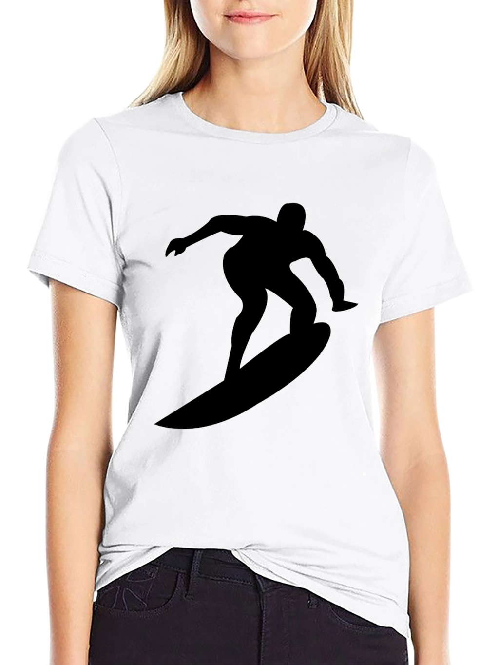 Surfer Silhouette Black Tee - Cool Graphic Design
