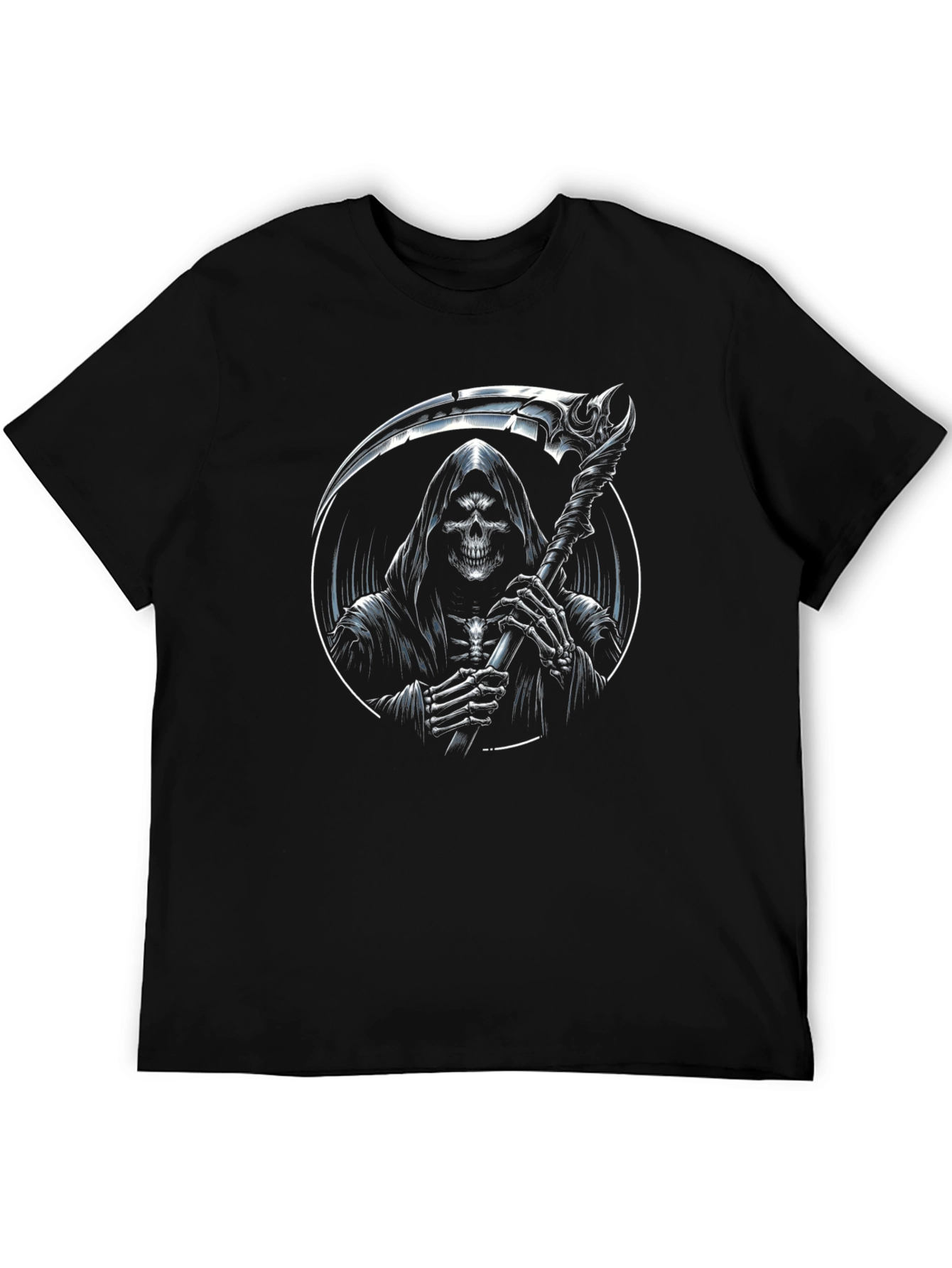 Grim Reaper Graphic Print Black T-Shirt