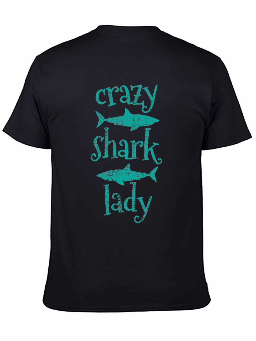 Crazy Shark Lady T-Shirt -  Black Cotton Tee