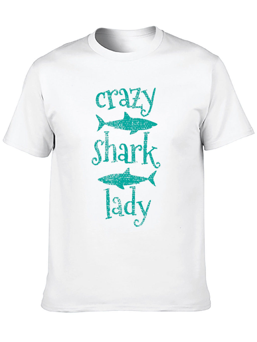 Crazy Shark Lady T-Shirt -  Black Cotton Tee