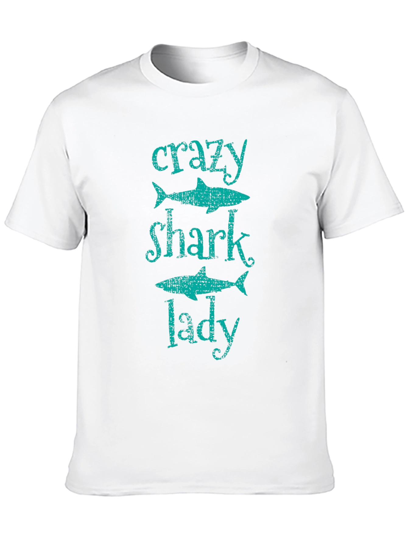 Crazy Shark Lady T-Shirt -  Black Cotton Tee