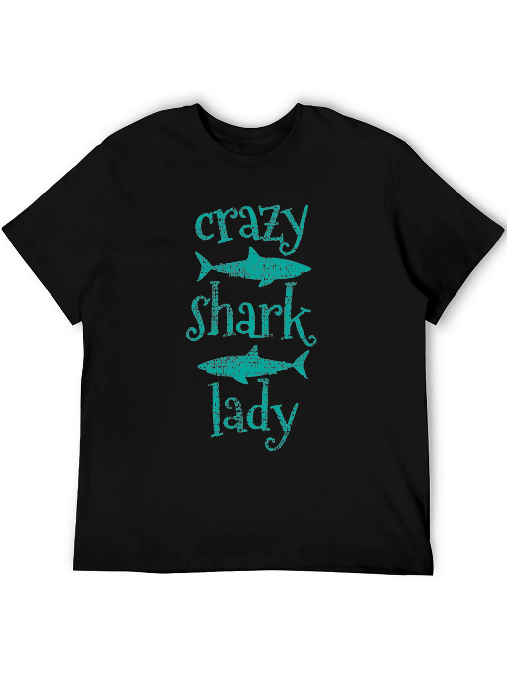 Crazy Shark Lady T-Shirt -  Black Cotton Tee