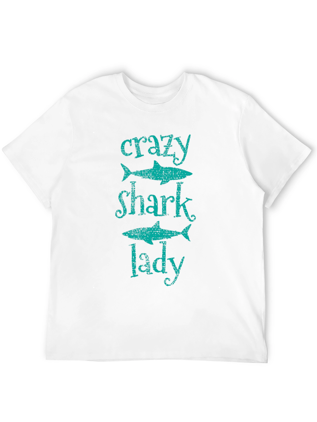 Crazy Shark Lady T-Shirt -  Black Cotton Tee