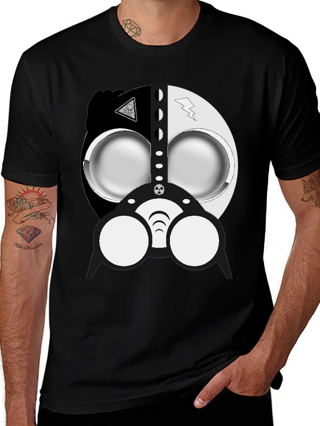 Cool Gas Mask Graphic Black T-Shirt