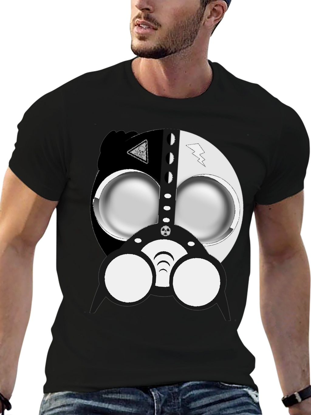 Cool Gas Mask Graphic Black T-Shirt