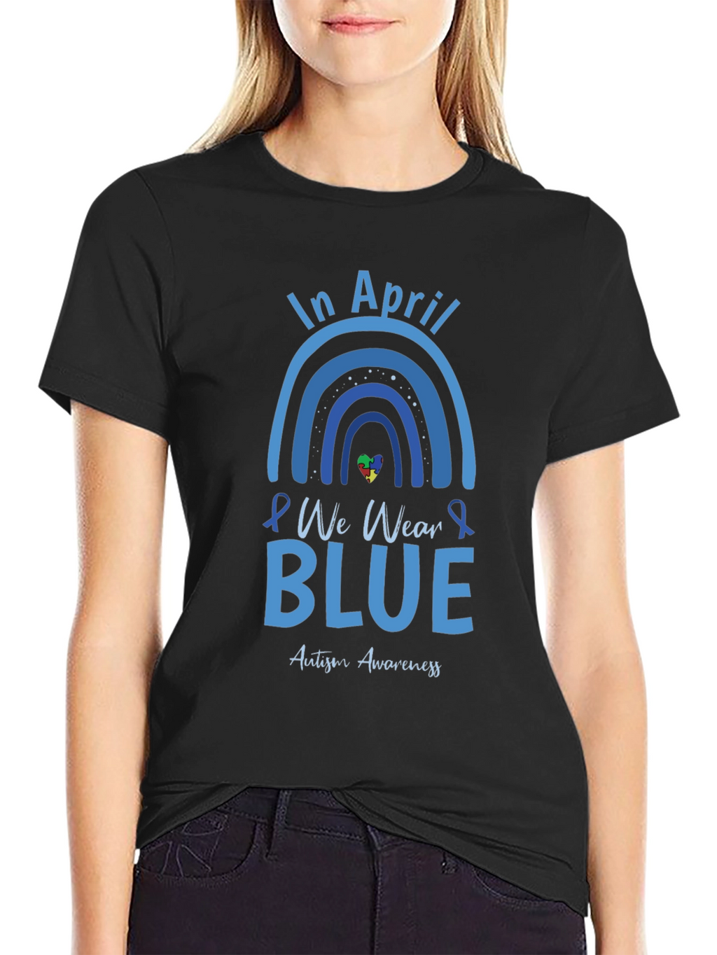 In April We Wear Blue Autism Awareness T-Shirt