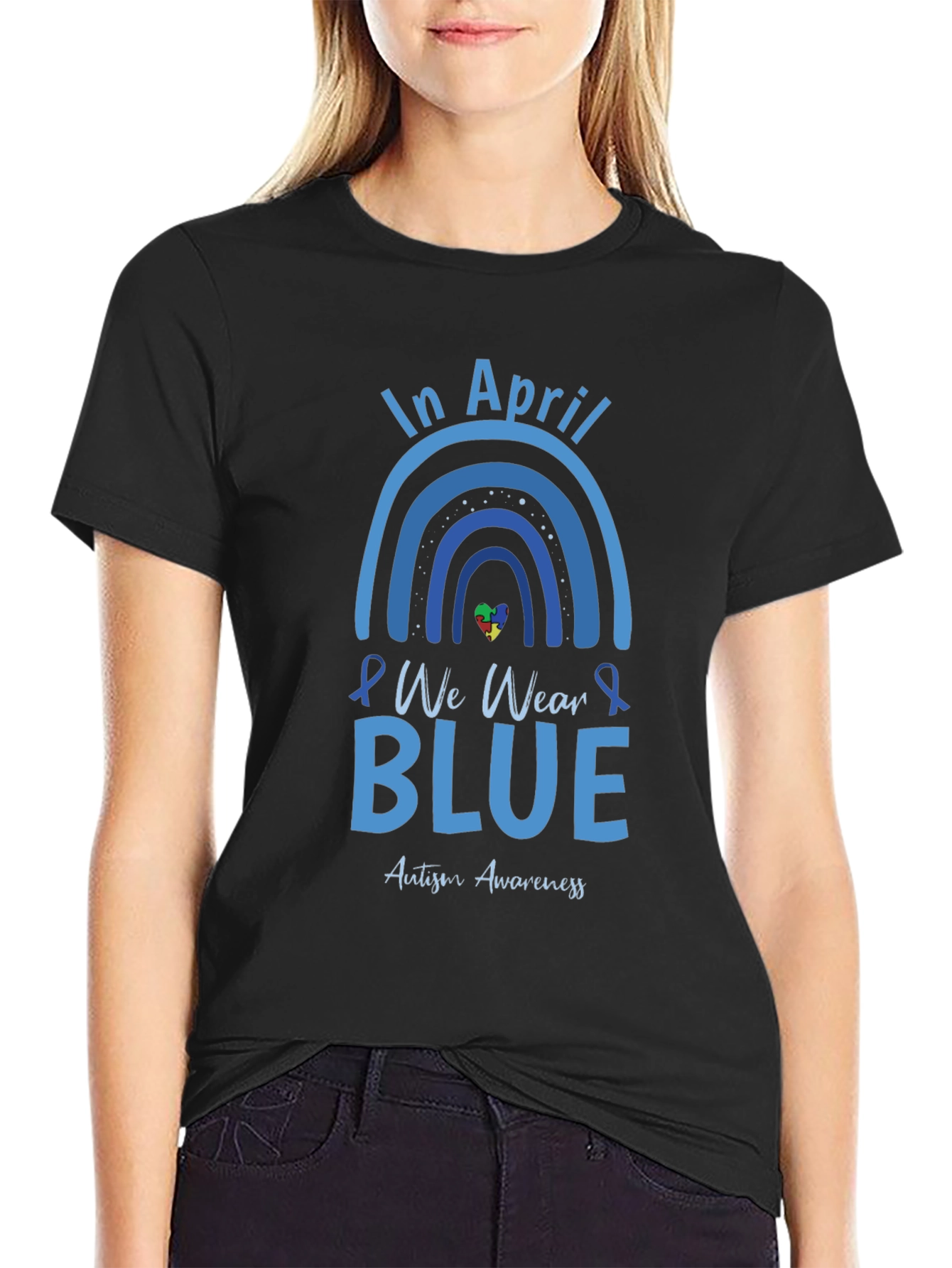 In April We Wear Blue Autism Awareness T-Shirt
