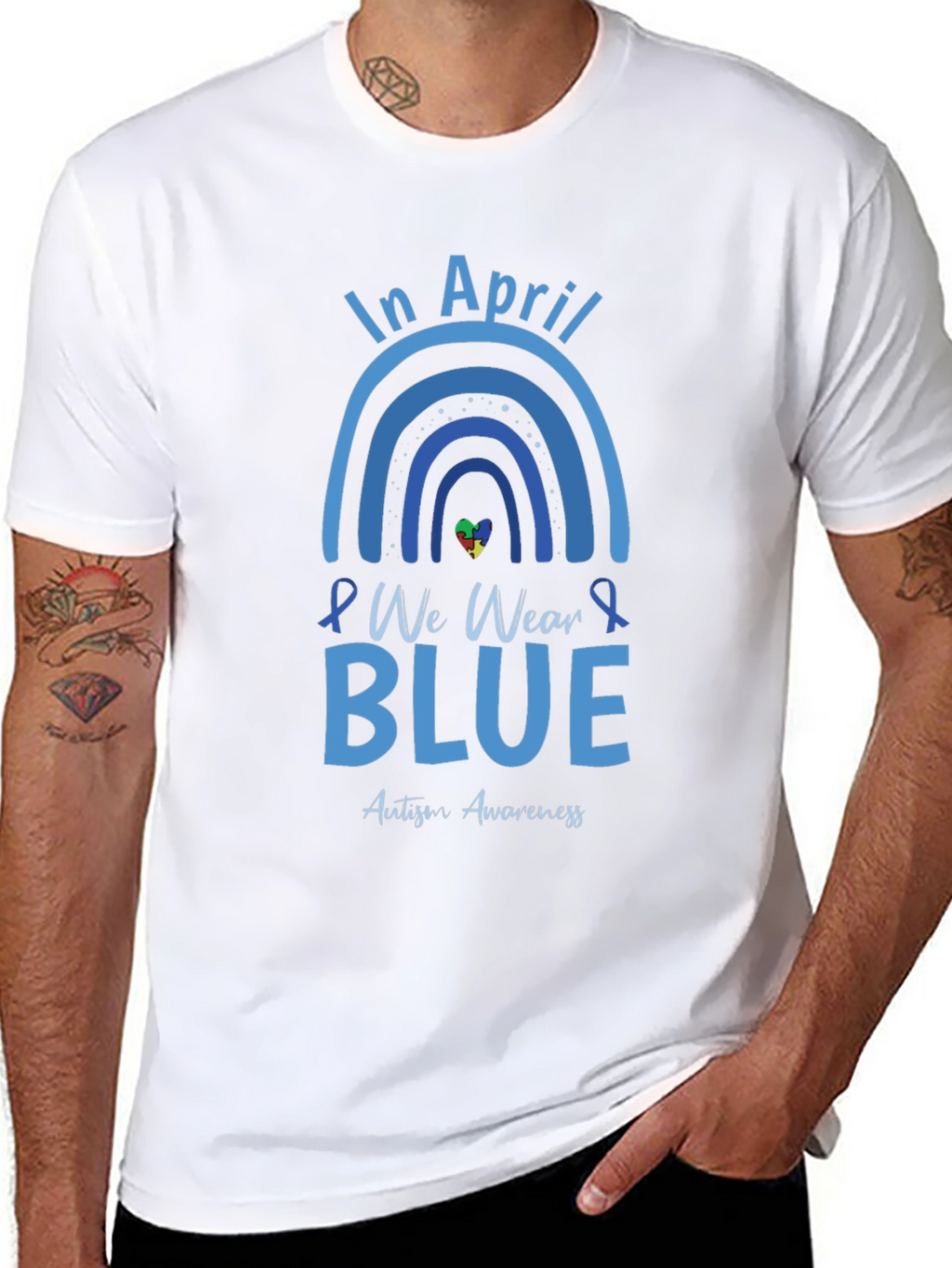 In April We Wear Blue Autism Awareness T-Shirt