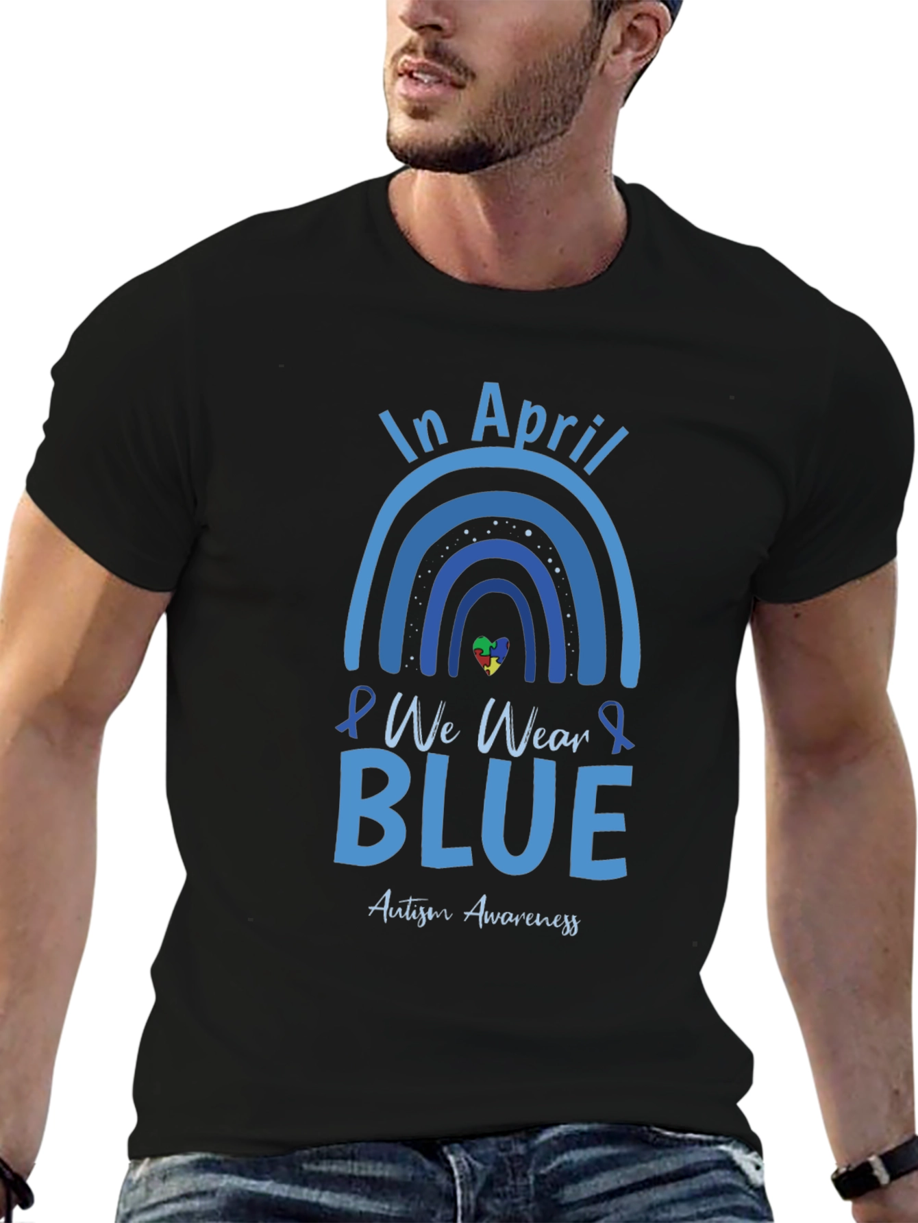 In April We Wear Blue Autism Awareness T-Shirt