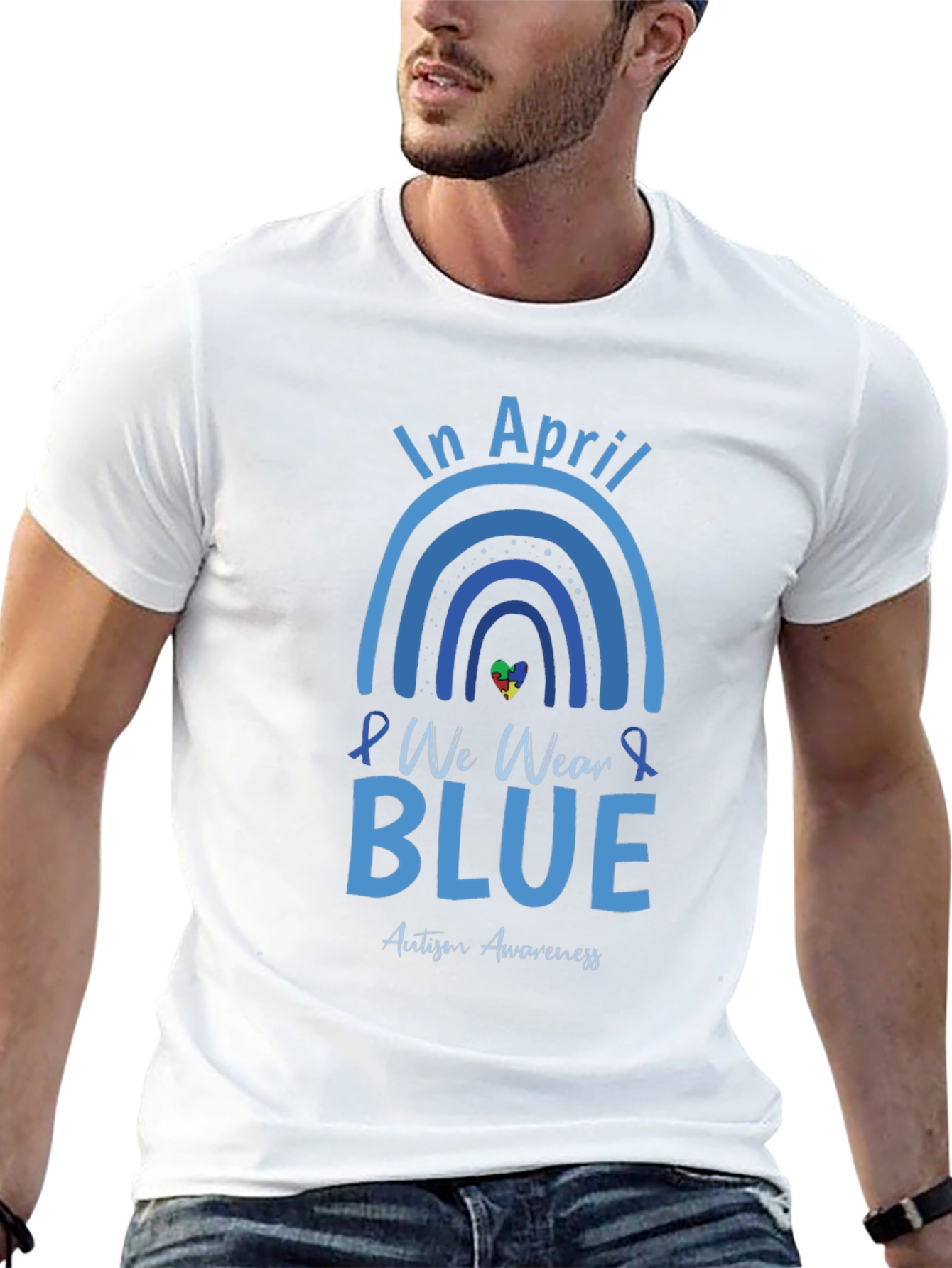 In April We Wear Blue Autism Awareness T-Shirt