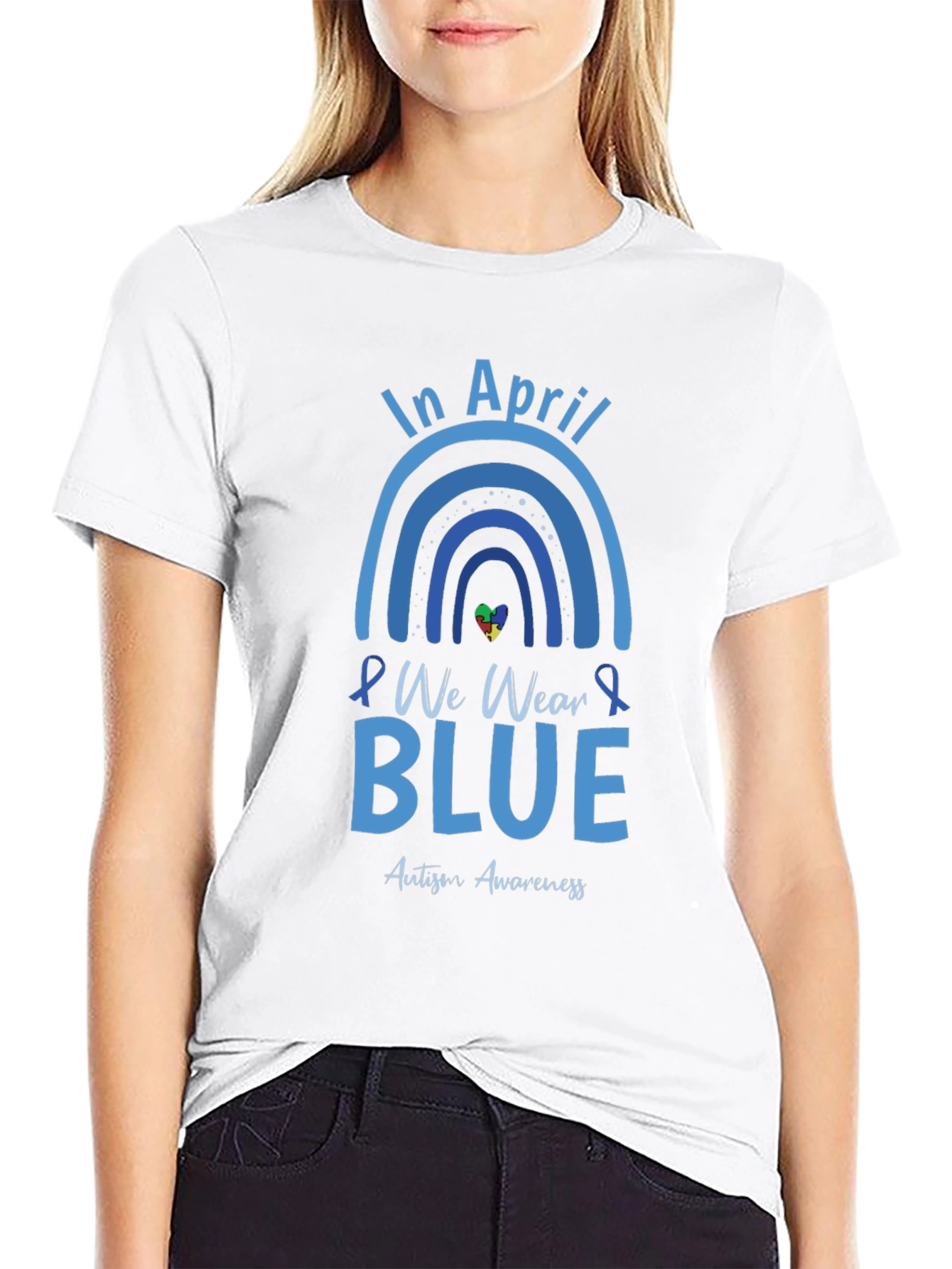 In April We Wear Blue Autism Awareness T-Shirt