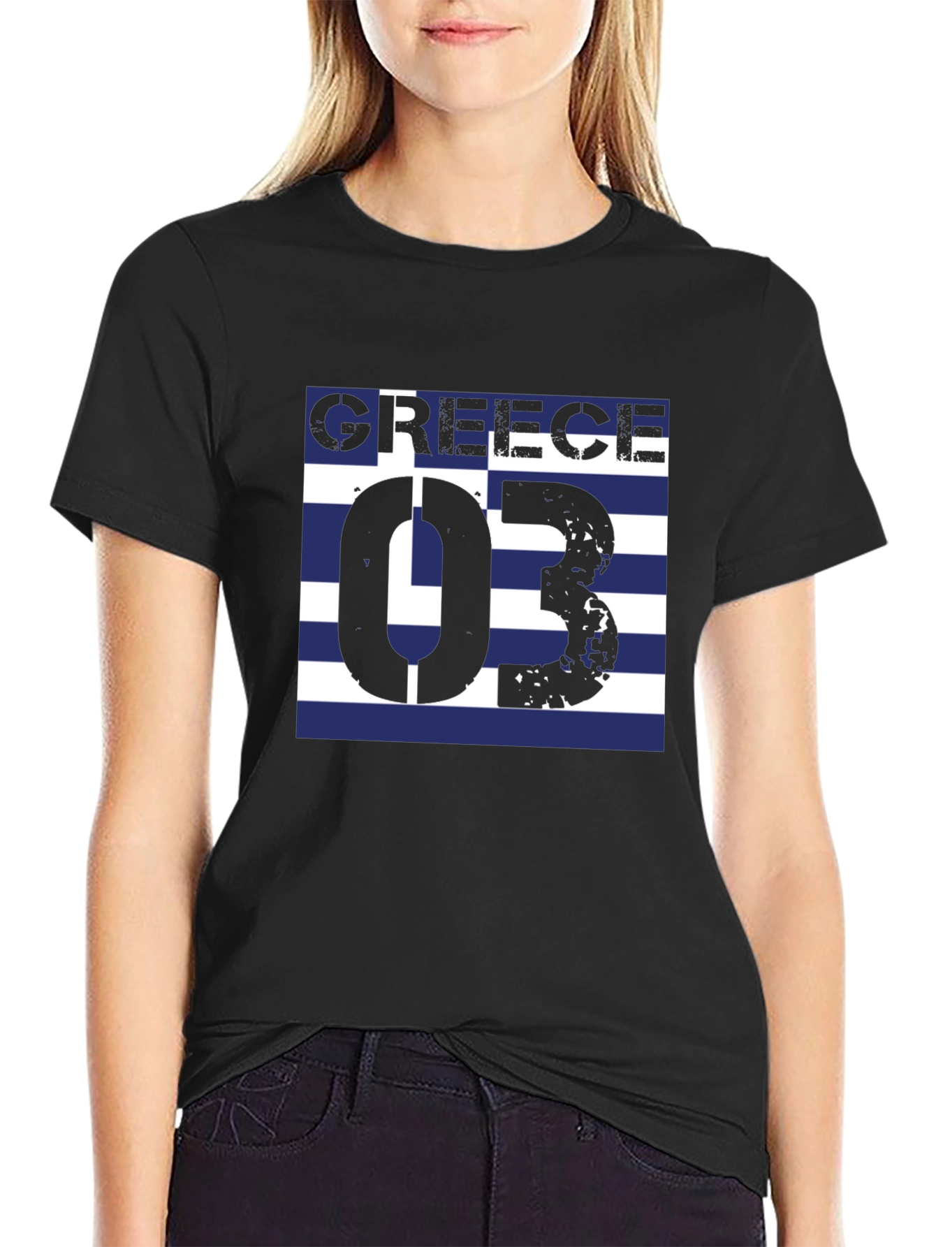 Greece Flag T-Shirt - Black Graphic Tee