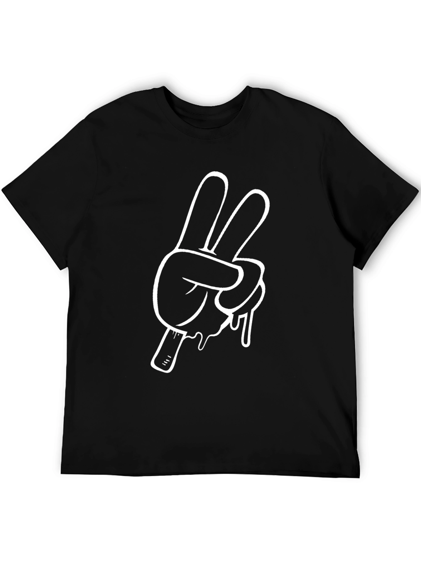 Peace Sign Graphic T-Shirt - Black Crew Neck Tee