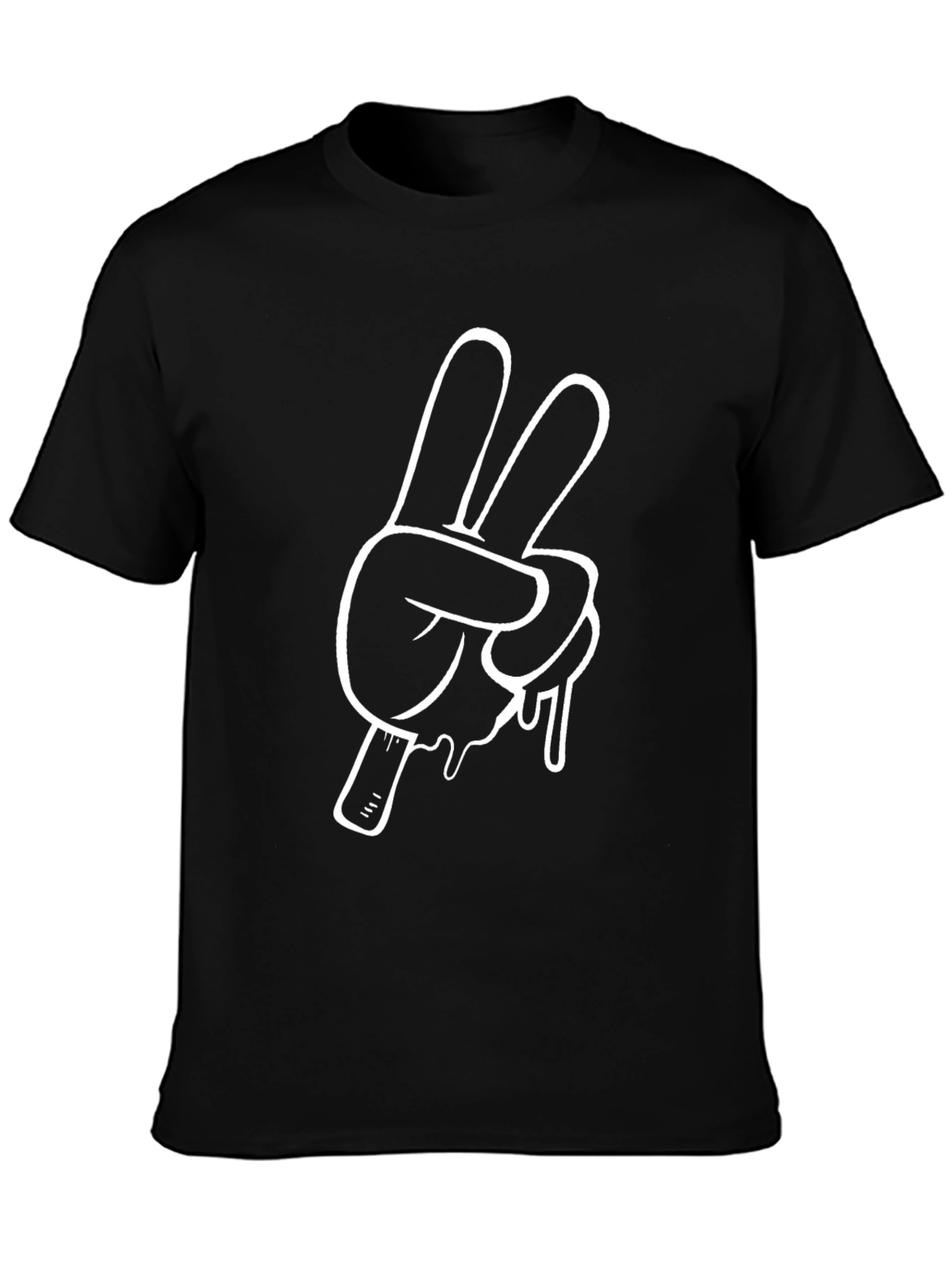 Peace Sign Graphic T-Shirt - Black Crew Neck Tee
