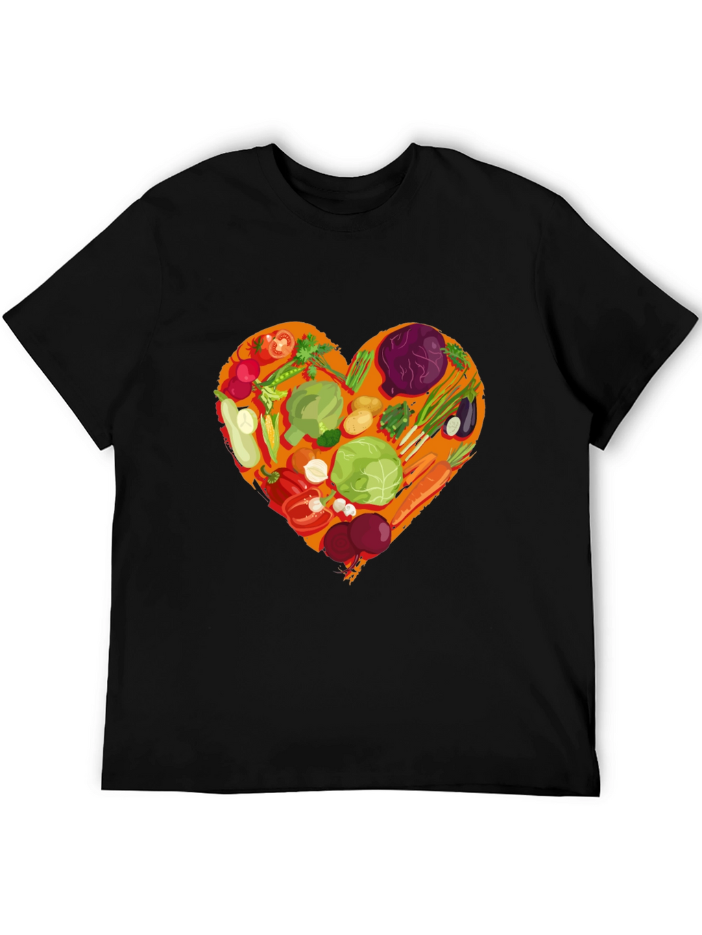 Vegetarian Heart Graphic T-Shirt - Black Cotton Tee