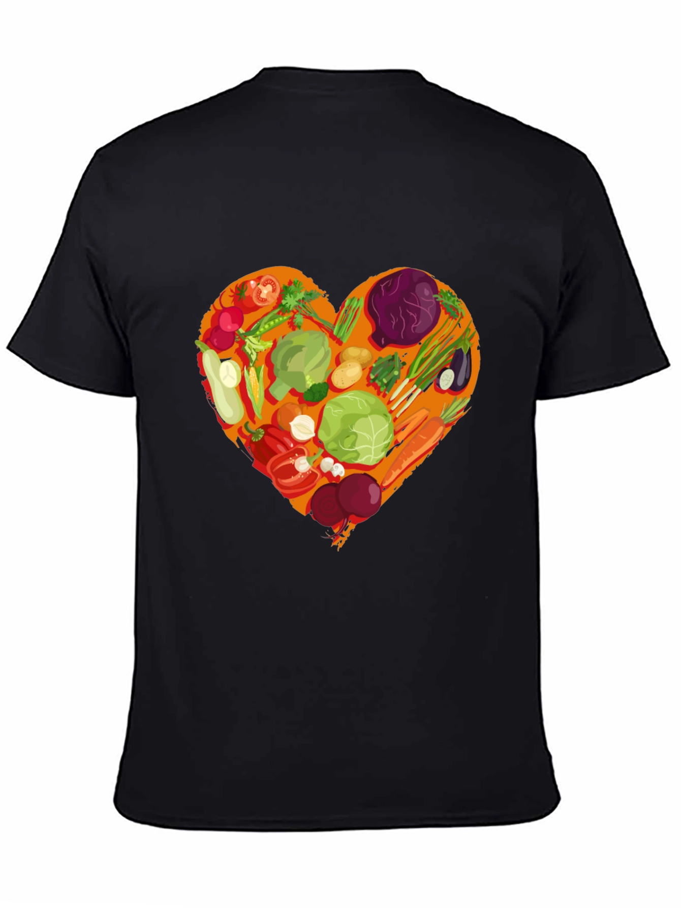 Vegetarian Heart Graphic T-Shirt - Black Cotton Tee