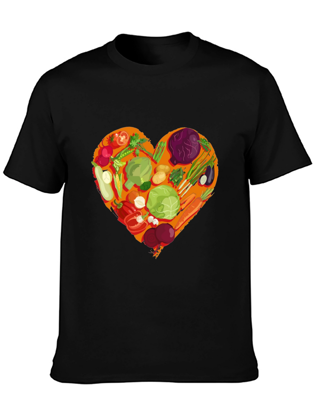 Vegetarian Heart Graphic T-Shirt - Black Cotton Tee