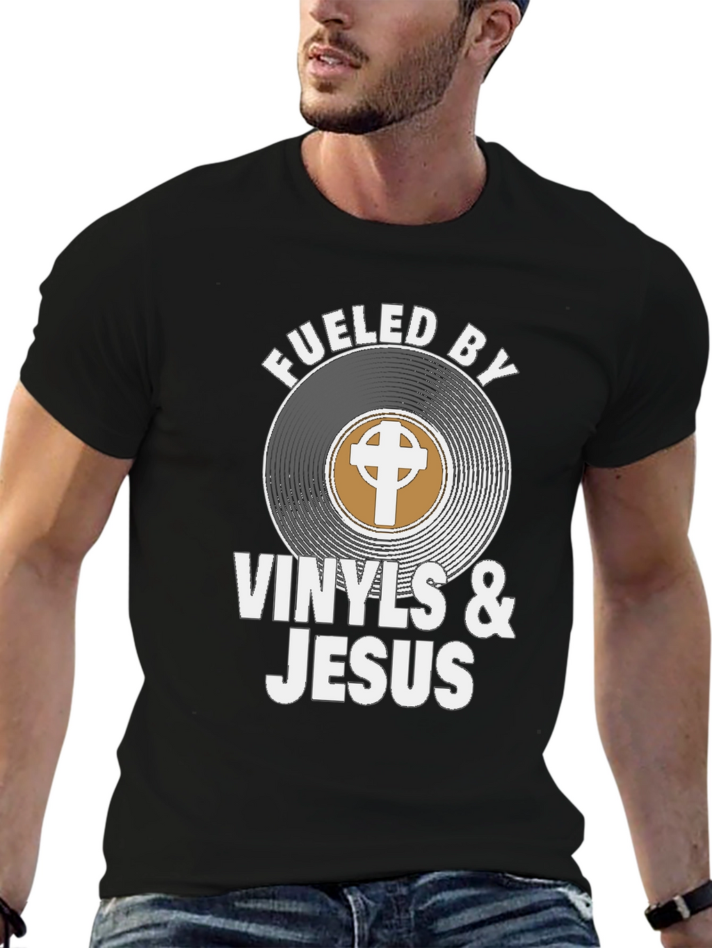 Fueled By Vinyls & Jesus Graphic Tee