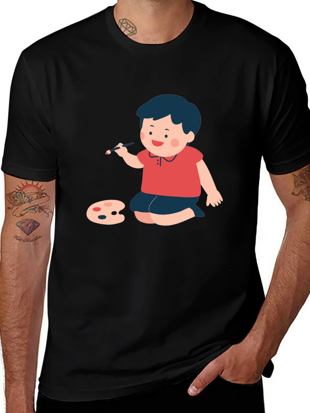 Boy Painter Graphic Tee - Black