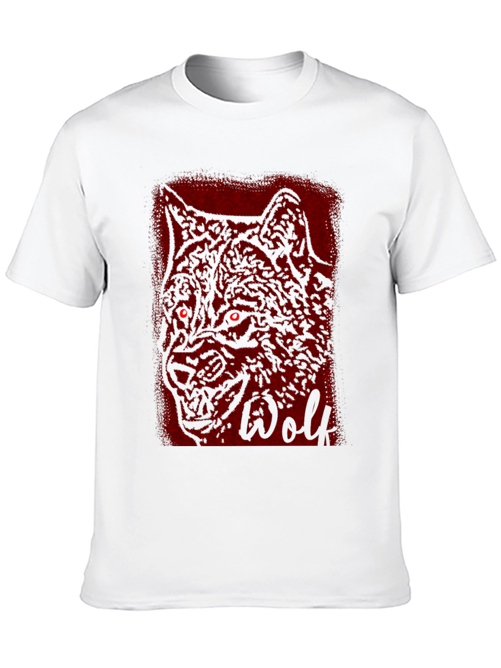 Mens Black T-Shirt with Wolf Graphic Design