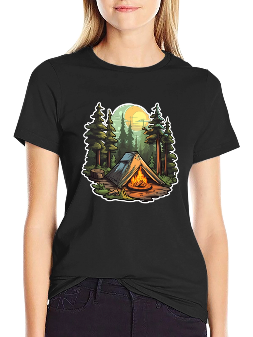 Camping Adventure Black T-Shirt