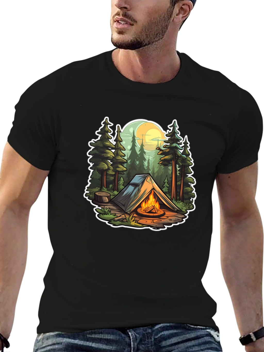 Camping Adventure Black T-Shirt