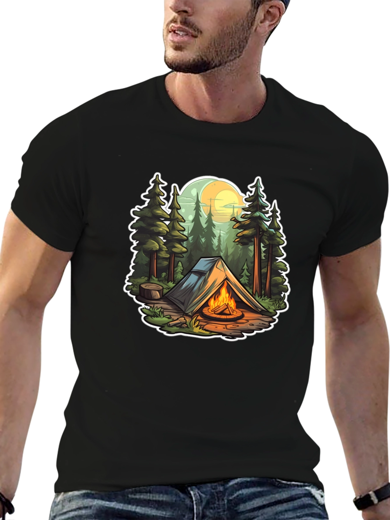 Camping Adventure Black T-Shirt