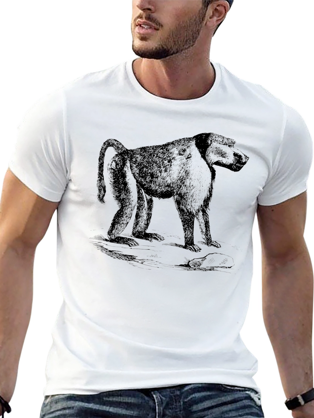 Baboon Graphic Black T-Shirt | Mens Classic Fit