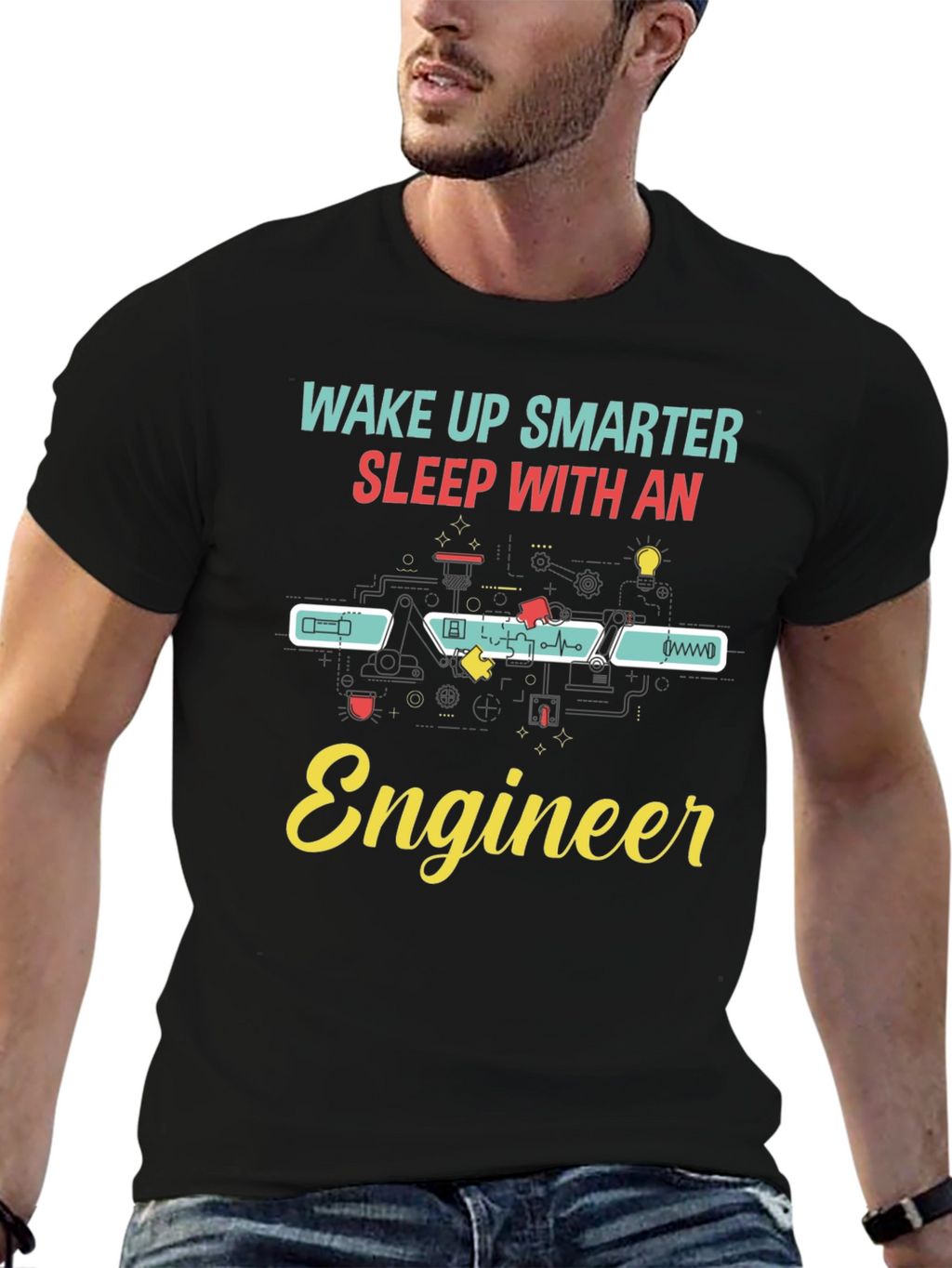 Wake Up Smarter Engineer Black T-Shirt