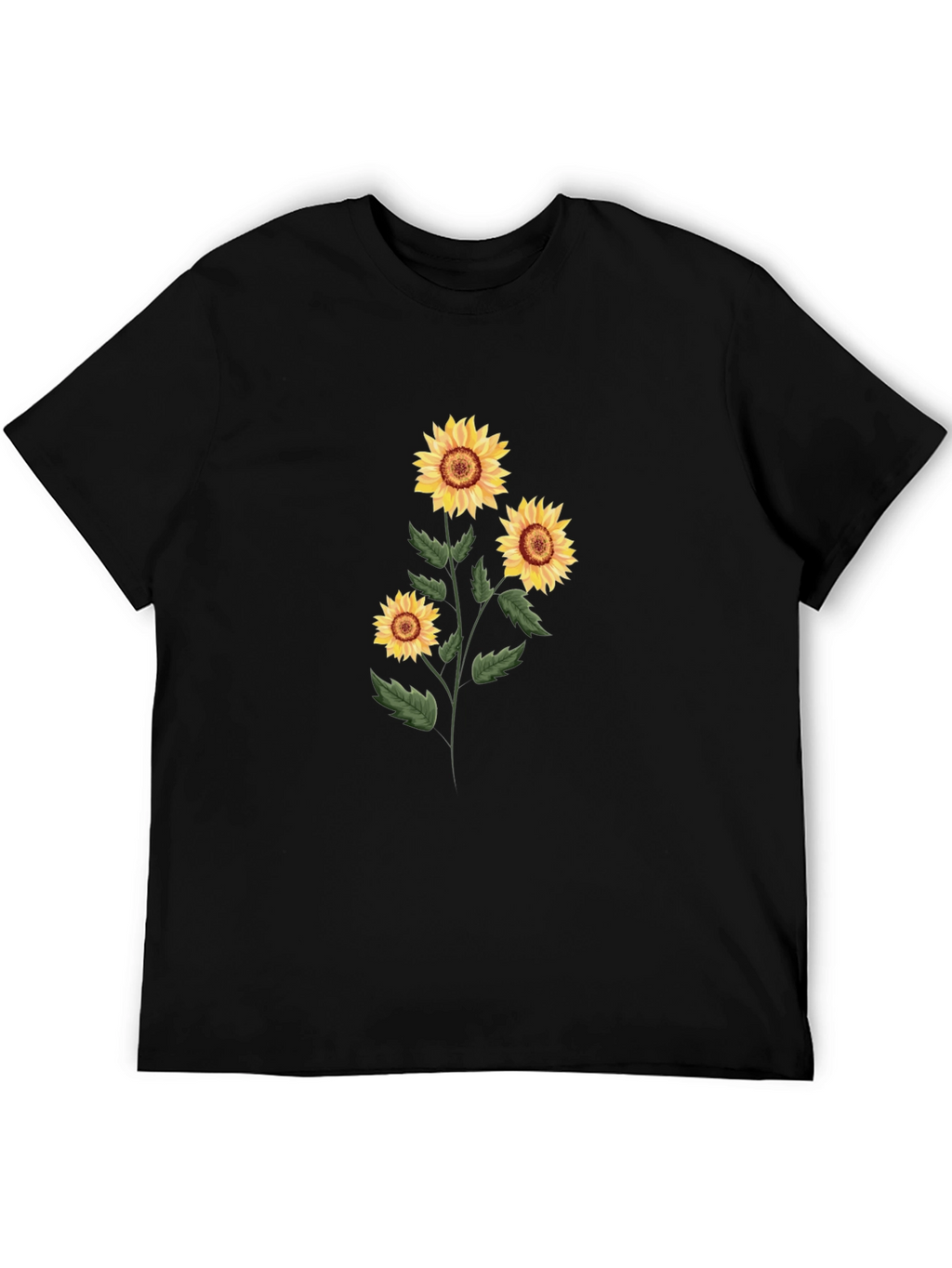 Sunflower Graphic Print Tee - Black Cotton Blend