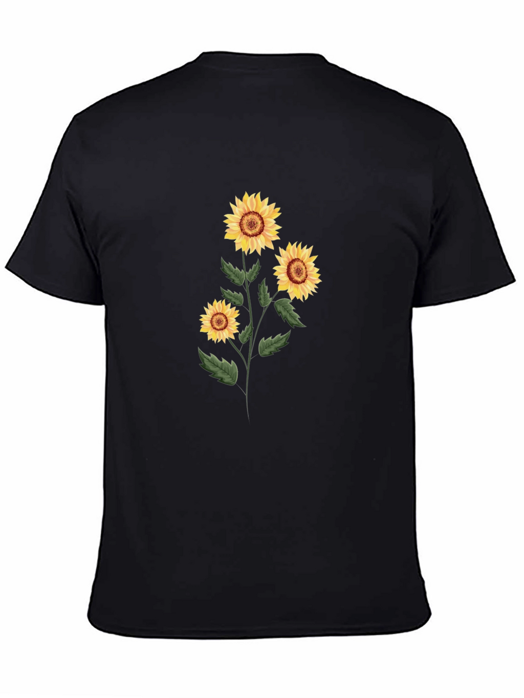 Sunflower Graphic Print Tee - Black Cotton Blend